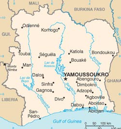 Mapa da Costa do Marfim