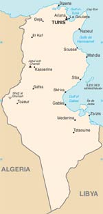 Mapa da Tunsia