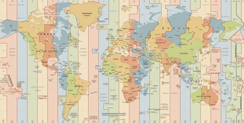Mapas das Zonas Horrias do Mundo.